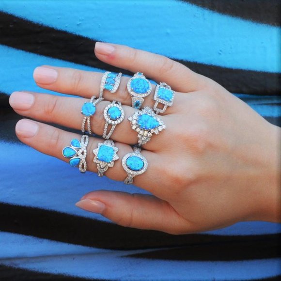 Blue Opal ring, size 7, 925 Sterling Silver Charmed Aroma - Picture 10 of 13